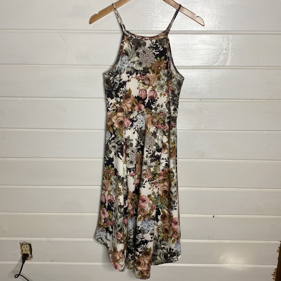 White vintage floral high low midi dress - Picture 7 of 9